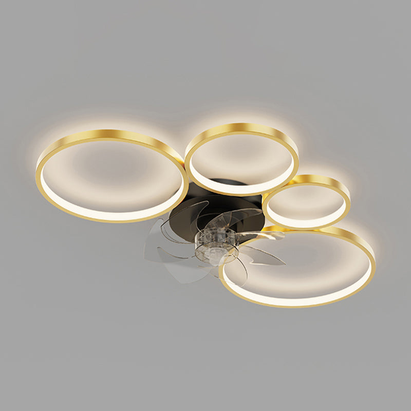 Modern Gold LED Fan Light Metal Multi Light Flush Mount Light for Living Room