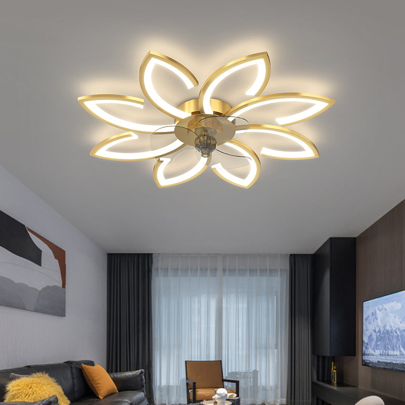 Modern LED Fan Light Metal Geometric Multi Light Flush Mount Light for Living Room