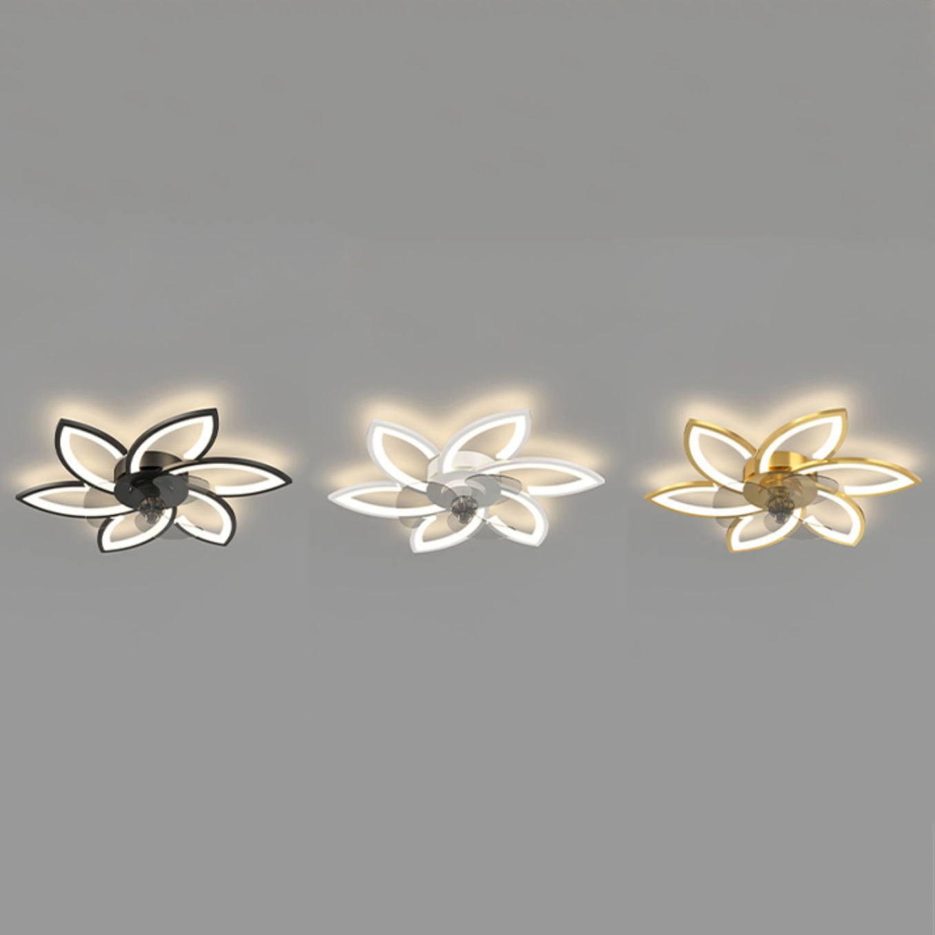 Modern LED Fan Light Metal Geometric Multi Light Flush Mount Light for Living Room