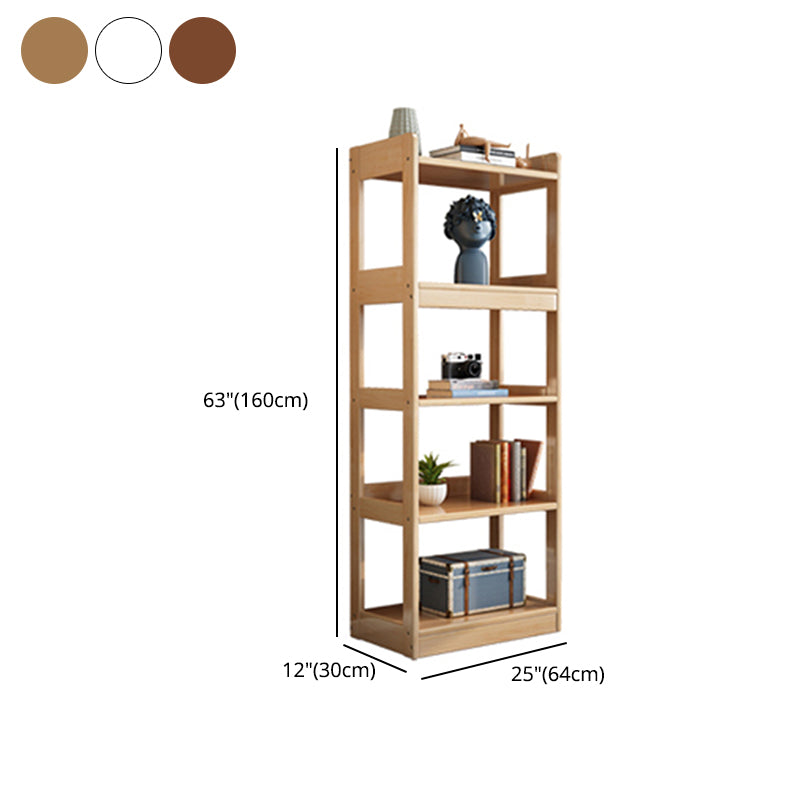 Solid Wood Rectangle Bookshelf Modern Open Bookcase for Home Office