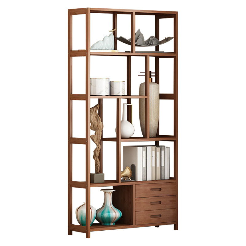 Etagere Shelf Bookcase Brown Vertical Bookshelf for Home Office