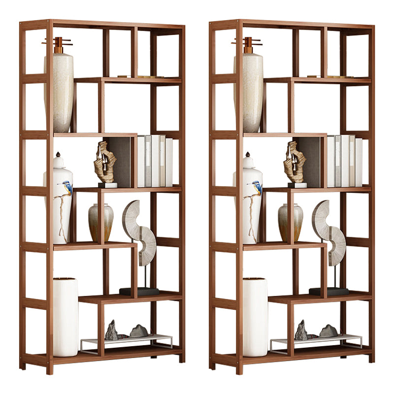 Etagere Shelf Bookcase Brown Vertical Bookshelf for Home Office