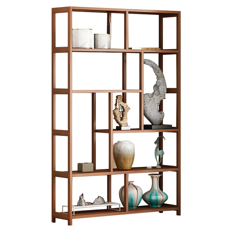 Etagere Shelf Bookcase Brown Vertical Bookshelf for Home Office