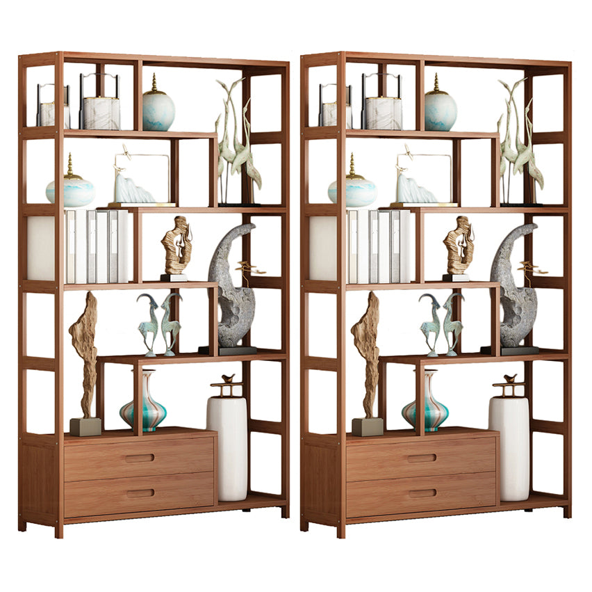 Etagere Shelf Bookcase Brown Vertical Bookshelf for Home Office