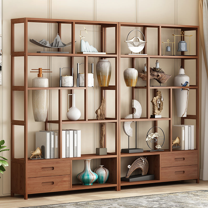 Etagere Shelf Bookcase Brown Vertical Bookshelf for Home Office