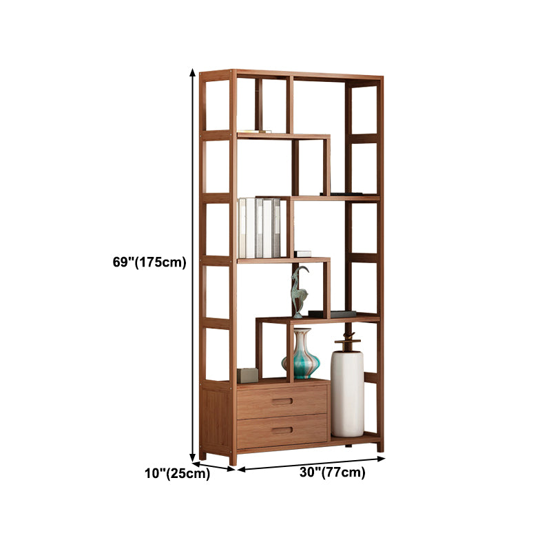 Etagere Shelf Bookcase Brown Vertical Bookshelf for Home Office