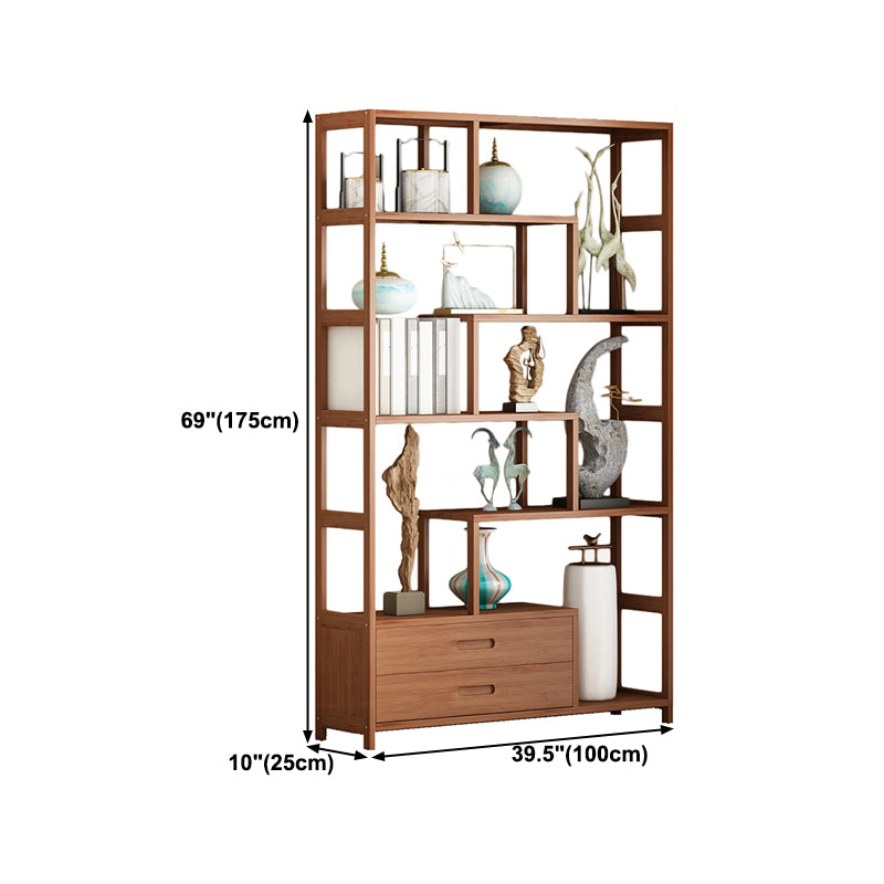 Etagere Shelf Bookcase Brown Vertical Bookshelf for Home Office