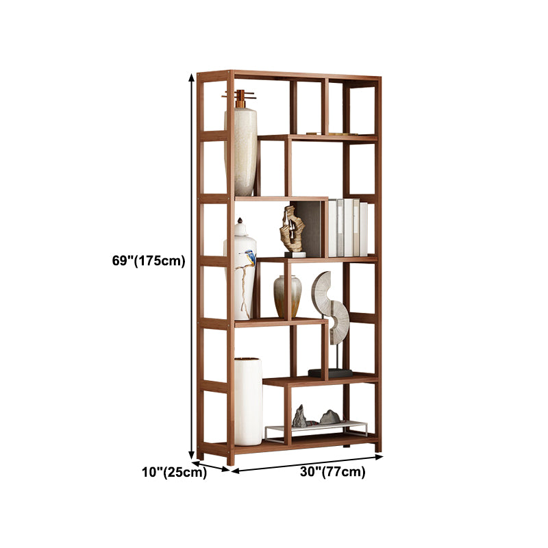 Etagere Shelf Bookcase Brown Vertical Bookshelf for Home Office