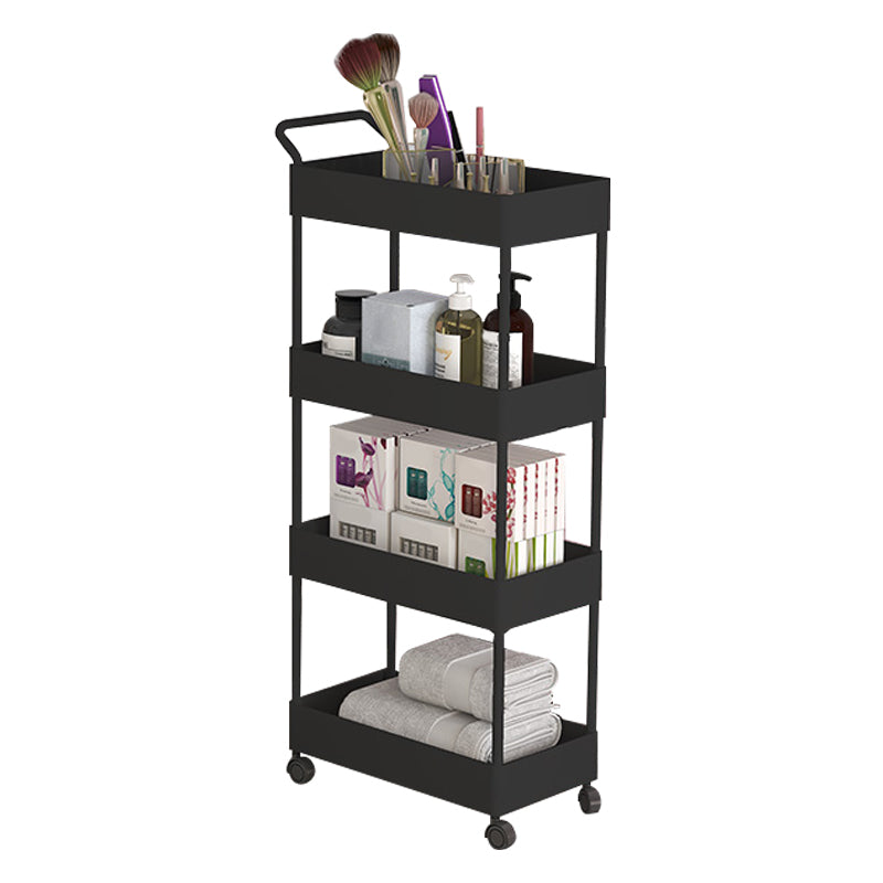 Rectangular Open Bookcase Modern Metal Bookshelf with Casters