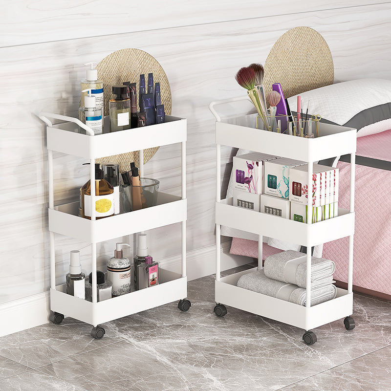 Rectangular Open Bookcase Modern Metal Bookshelf with Casters