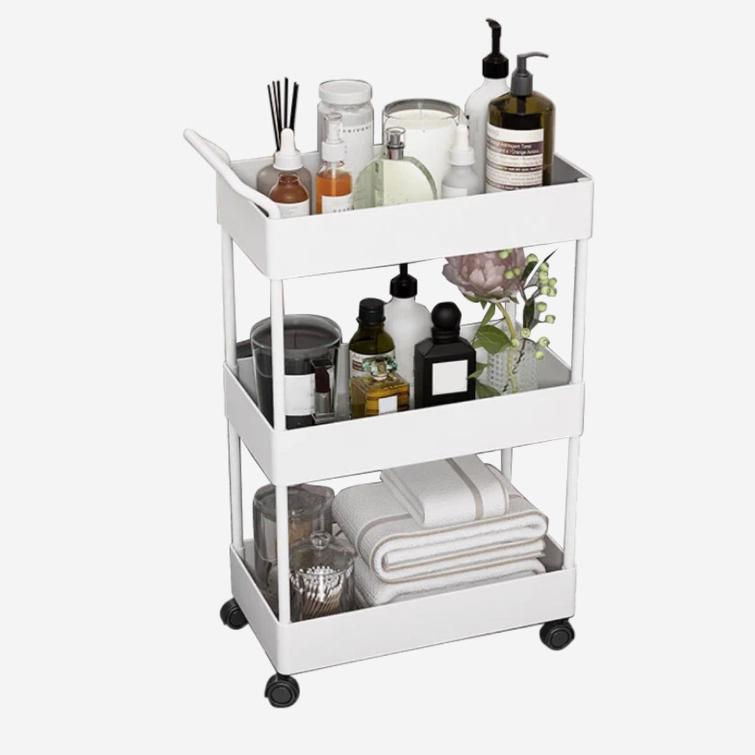 Rectangular Open Bookcase Modern Metal Bookshelf with Casters