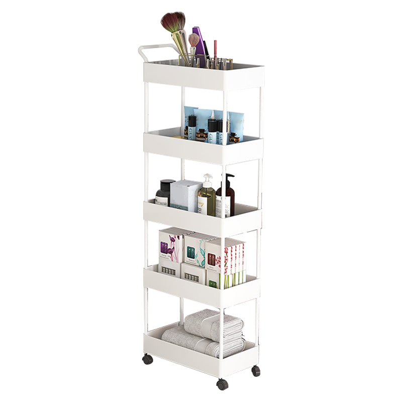 Rectangular Open Bookcase Modern Metal Bookshelf with Casters