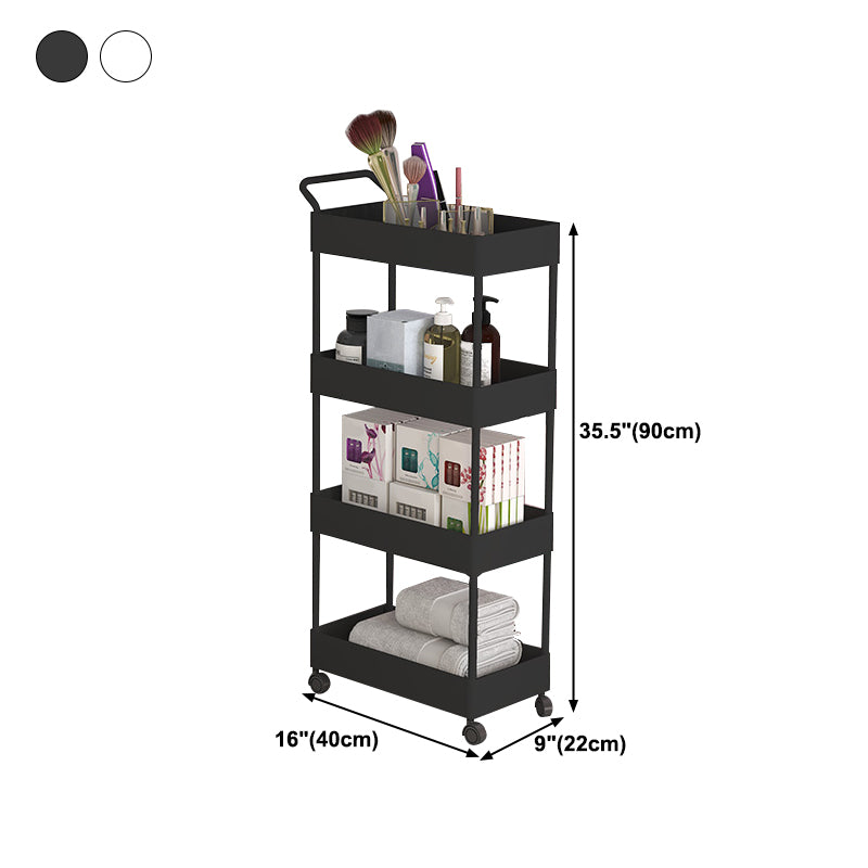 Rectangular Open Bookcase Modern Metal Bookshelf with Casters