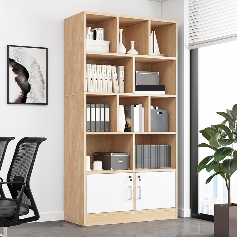Modern Style Manufactured Wood Bookcase Closed Back Bookshelf for Living Room