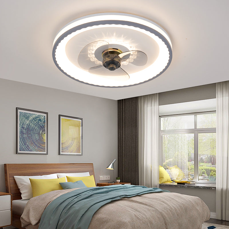 Nordic Style LED Fan Light Metal Round Flush Mount Light for Living Room