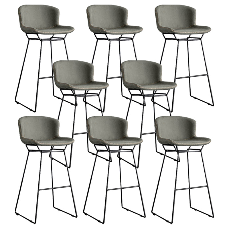 Industrial Iron Barstool Distressed Low Back Indoor Tall Stool with Faux Leather Seat