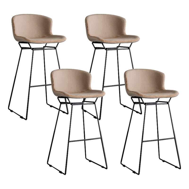 Industrial Iron Barstool Distressed Low Back Indoor Tall Stool with Faux Leather Seat