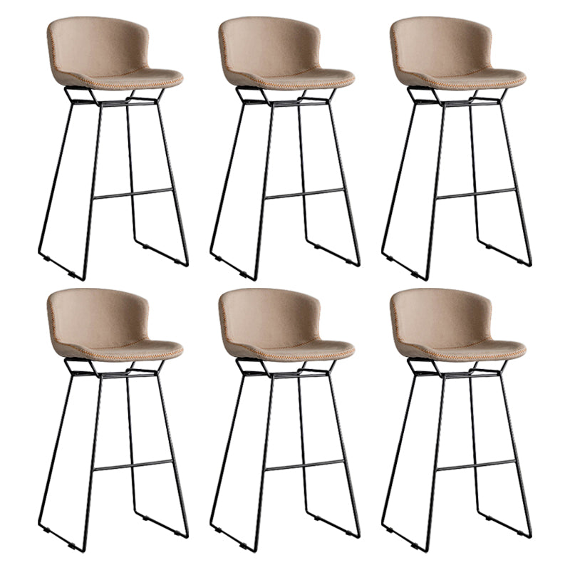 Industrial Iron Barstool Distressed Low Back Indoor Tall Stool with Faux Leather Seat