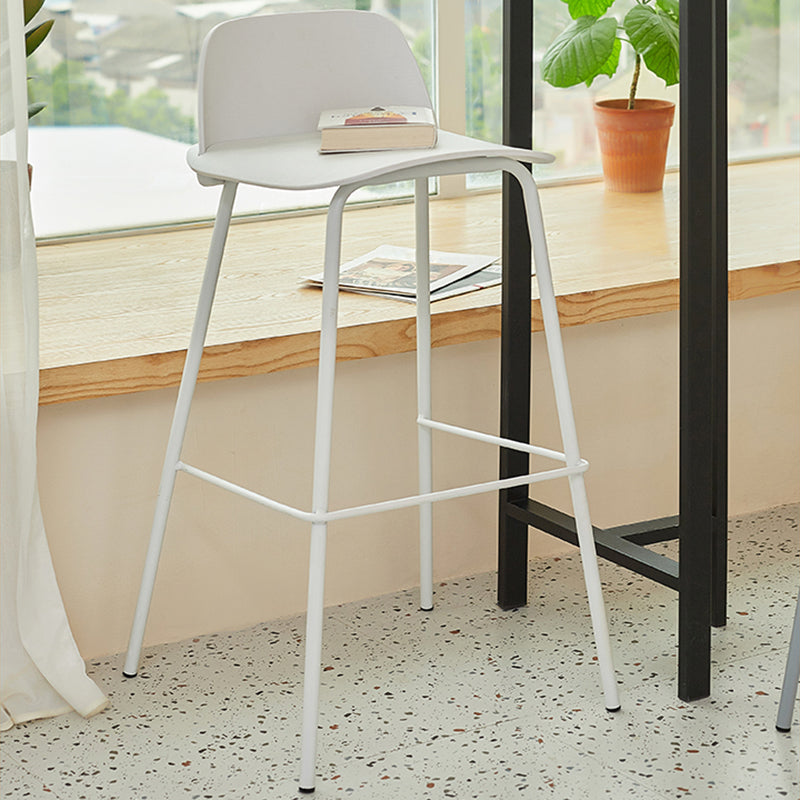 Modern Backrest Armless Counter Stool Iron Bar Stool with Plastic Cushion