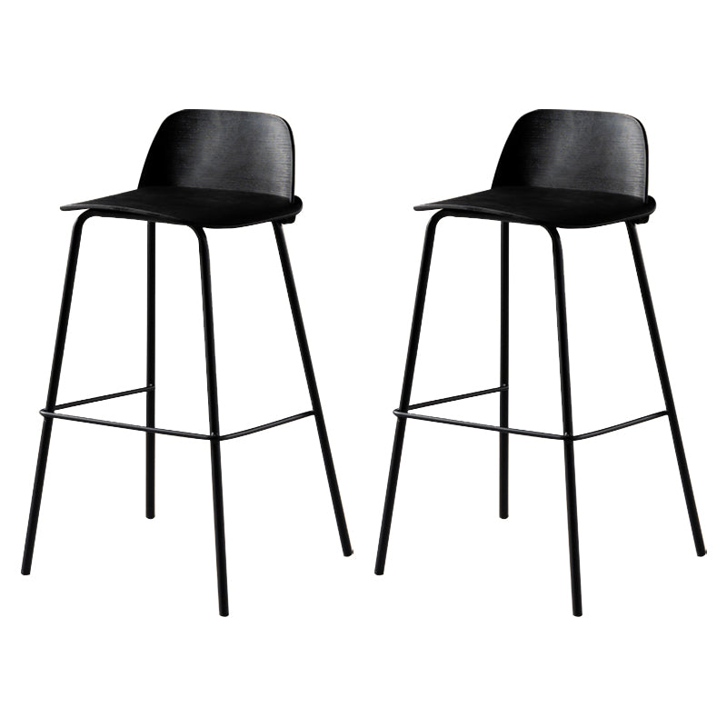 Modern Backrest Armless Counter Stool Iron Bar Stool with Plastic Cushion