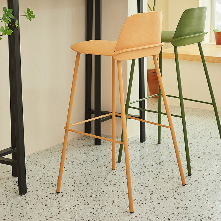 Modern Backrest Armless Counter Stool Iron Bar Stool with Plastic Cushion