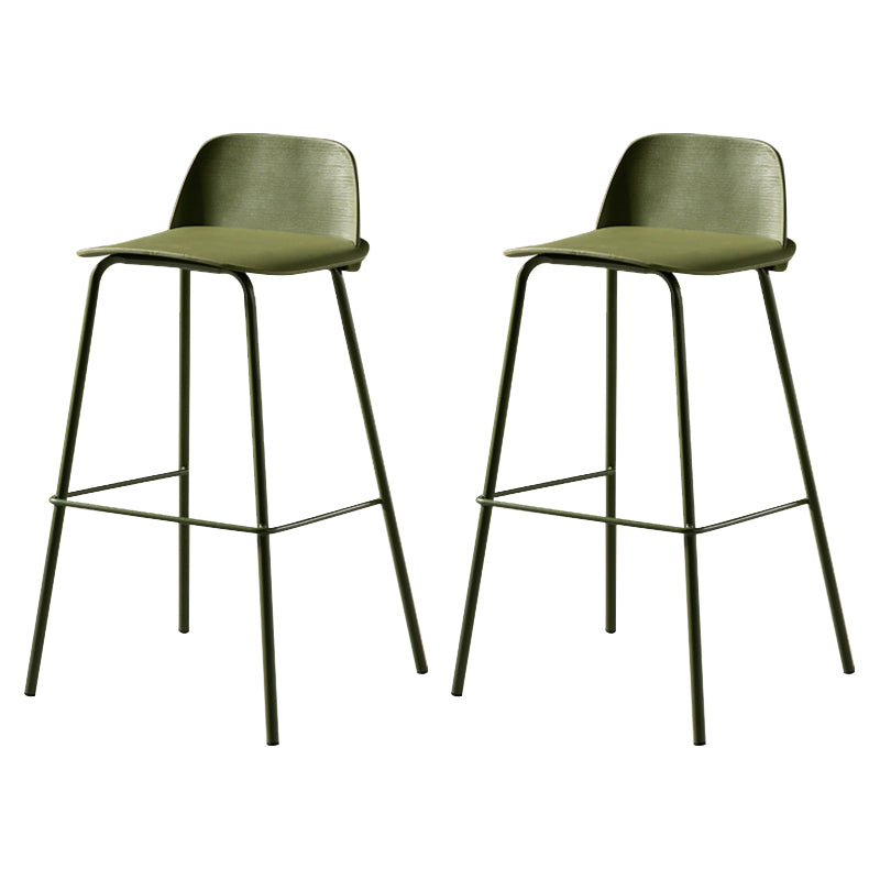 Modern Backrest Armless Counter Stool Iron Bar Stool with Plastic Cushion
