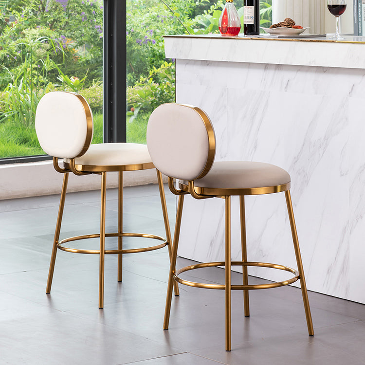 Nordic Glam Bar-stool PU Leather Counter Bar Stool with Metal Legs