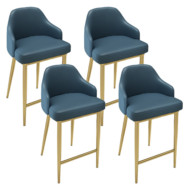 Nordic Glam Bar-stool PU Leather Counter Bar Stool with Metal Legs