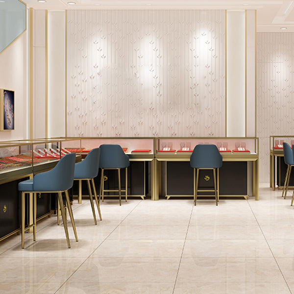 Nordic Glam Bar-stool PU Leather Counter Bar Stool with Metal Legs