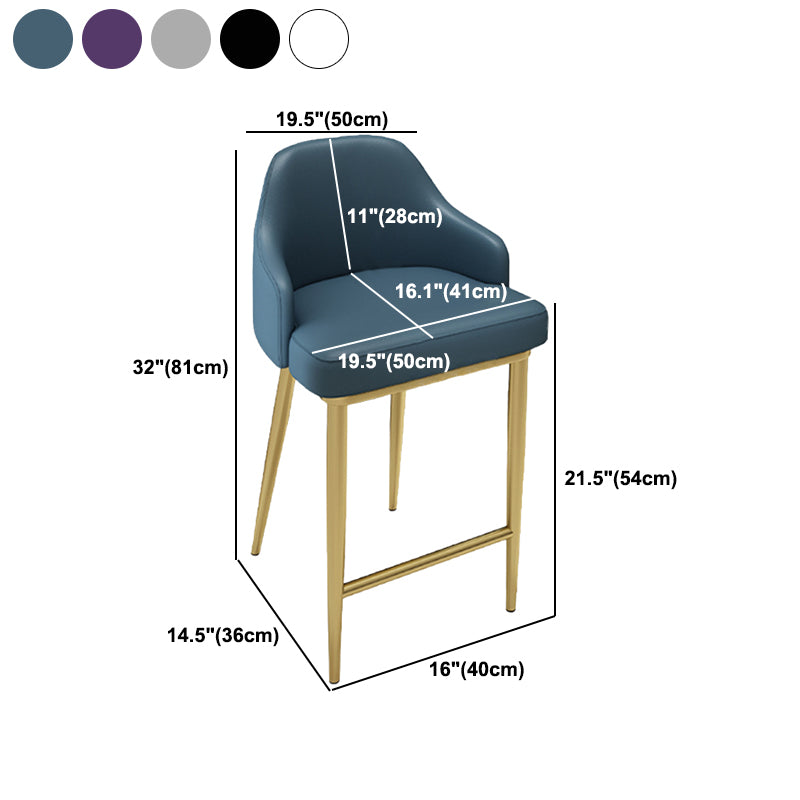 Nordic Glam Bar-stool PU Leather Counter Bar Stool with Metal Legs