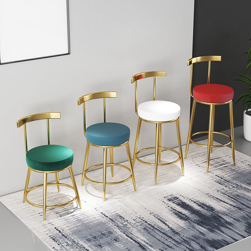 Nordic Glam Bar Stool Round Counter Bar-Stool with Metal Legs