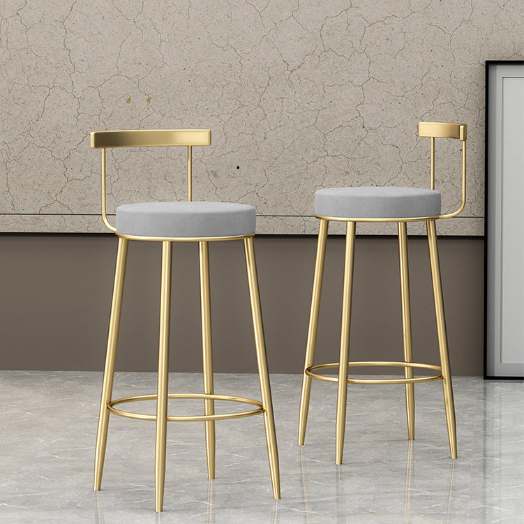Nordic Glam Style Bar Stool Round Counter Bar Stool with Metal Legs