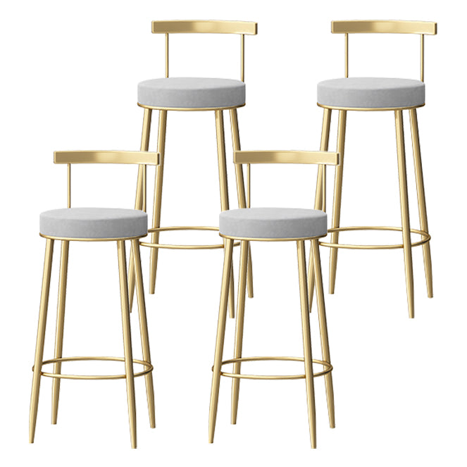 Nordic Glam Style Bar Stool Round Counter Bar Stool with Metal Legs