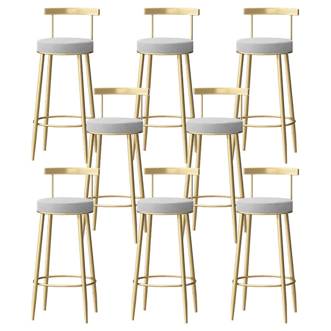Nordic Glam Style Bar Stool Round Counter Bar Stool with Metal Legs