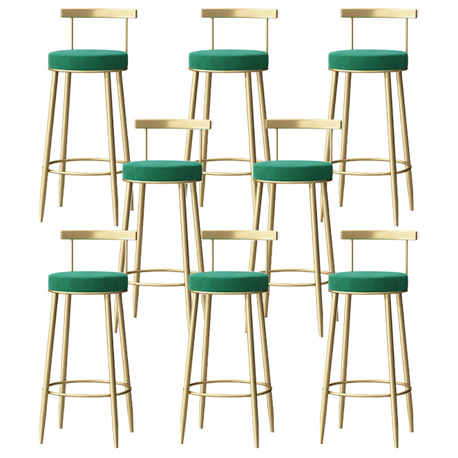 Nordic Glam Style Bar Stool Round Counter Bar Stool with Metal Legs