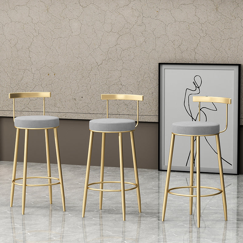 Nordic Glam Style Bar Stool Round Counter Bar Stool with Metal Legs