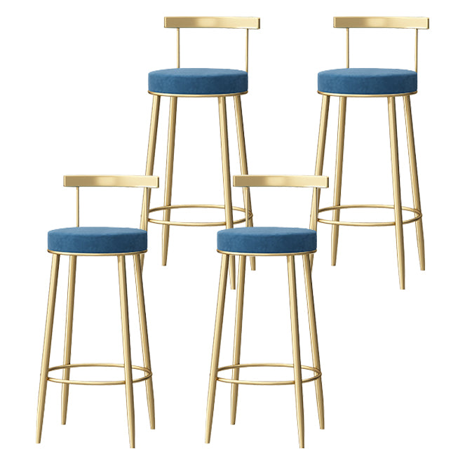Nordic Glam Style Bar Stool Round Counter Bar Stool with Metal Legs