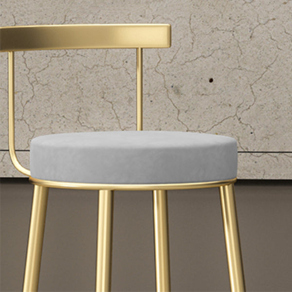 Nordic Glam Style Bar Stool Round Counter Bar Stool with Metal Legs