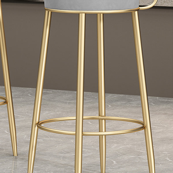 Nordic Glam Style Bar Stool Round Counter Bar Stool with Metal Legs