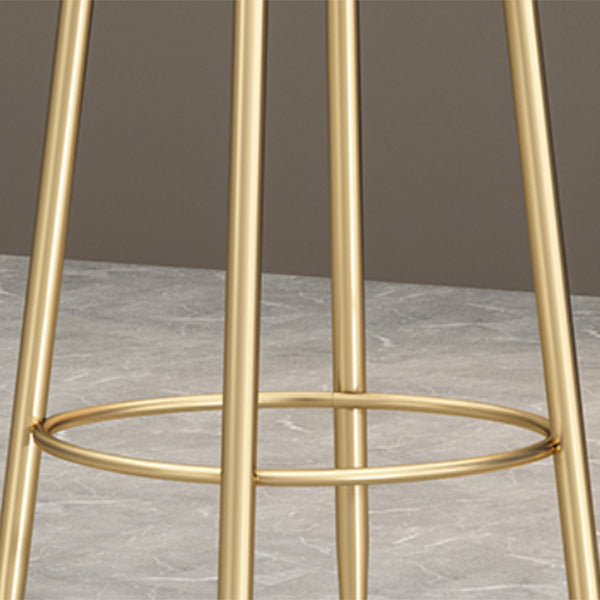 Nordic Glam Style Bar Stool Round Counter Bar Stool with Metal Legs