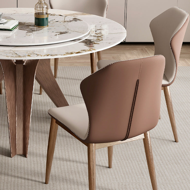 Modern Round Dinette Set 1/4/7/9 Pieces Sintered Stone Dining Table Set with Turntable