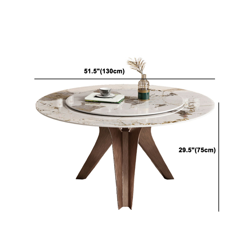 Modern Round Dinette Set 1/4/7/9 Pieces Sintered Stone Dining Table Set with Turntable