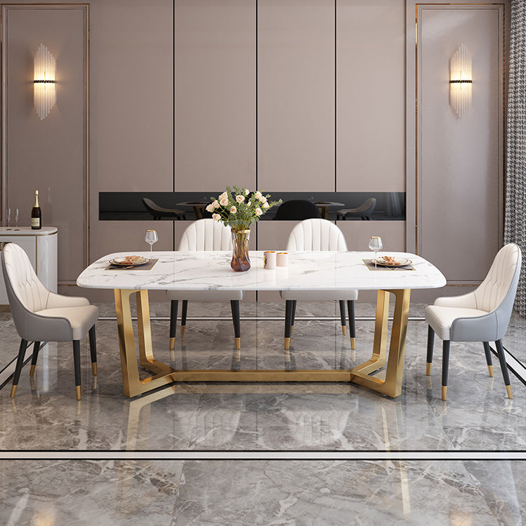 Modern Marble Top Dining Set Rectangle 1/2/5/6/7 Pieces Dining Room Table Set