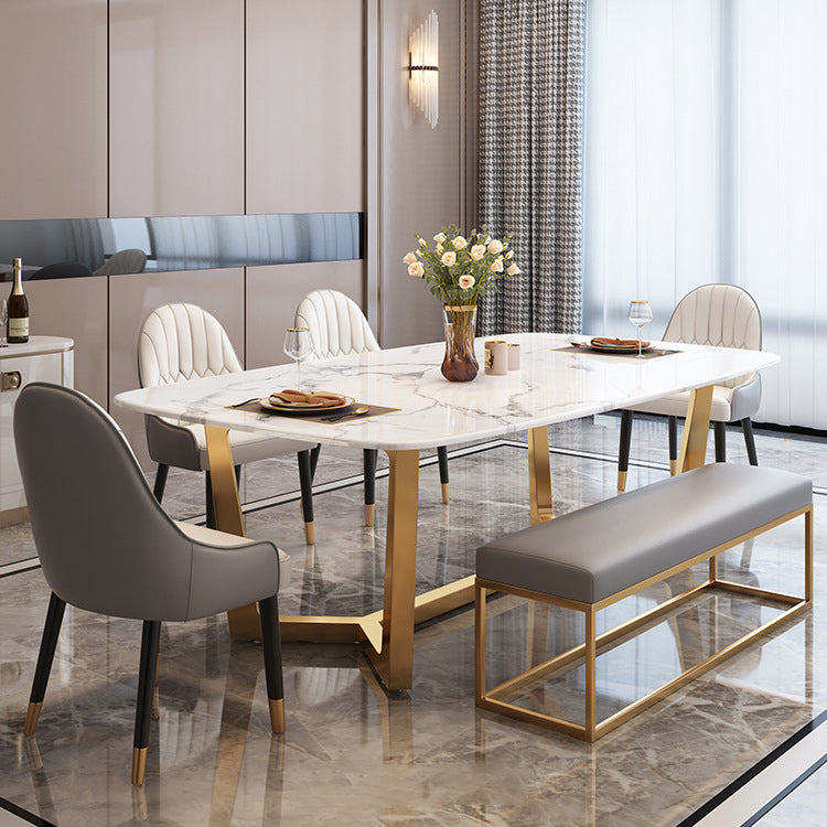 Modern Marble Top Dining Set Rectangle 1/2/5/6/7 Pieces Dining Room Table Set