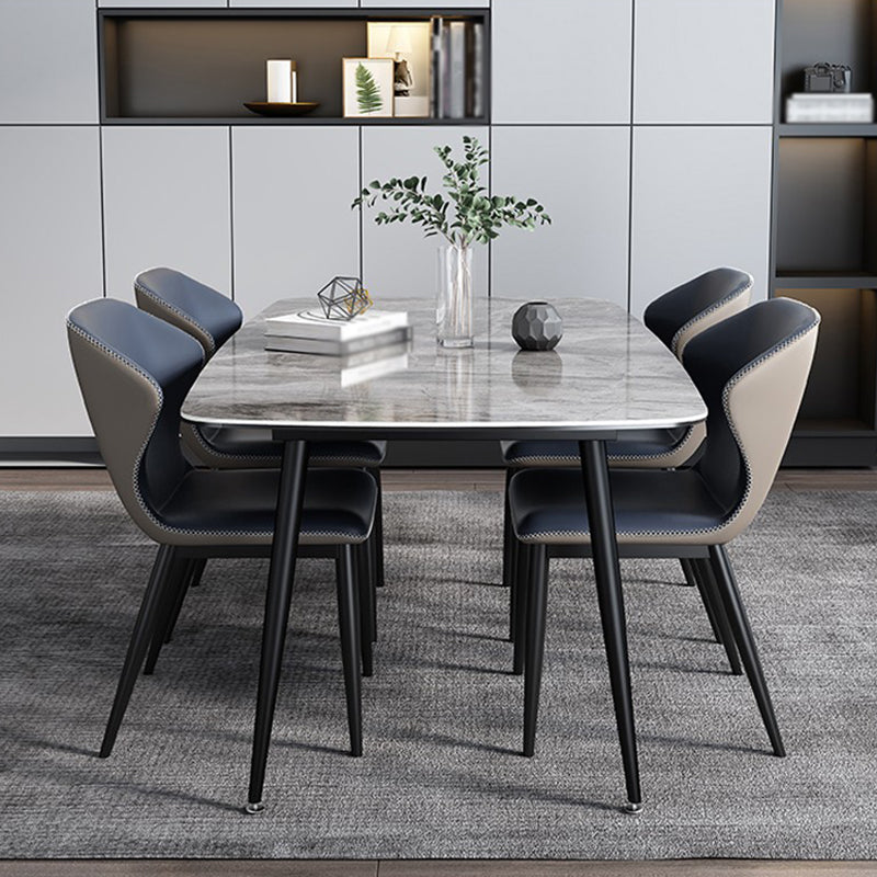 Rectangle Industrial Dining Table Grey Fixed Table with Sintered Stone