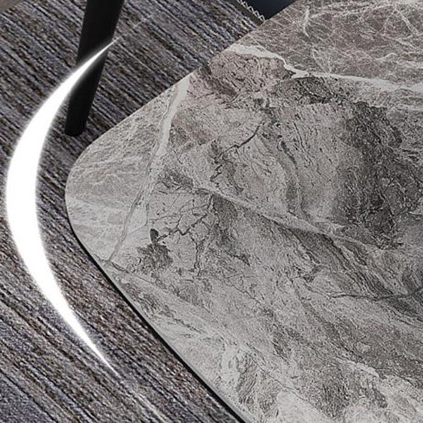 Rectangle Industrial Dining Table Grey Fixed Table with Sintered Stone