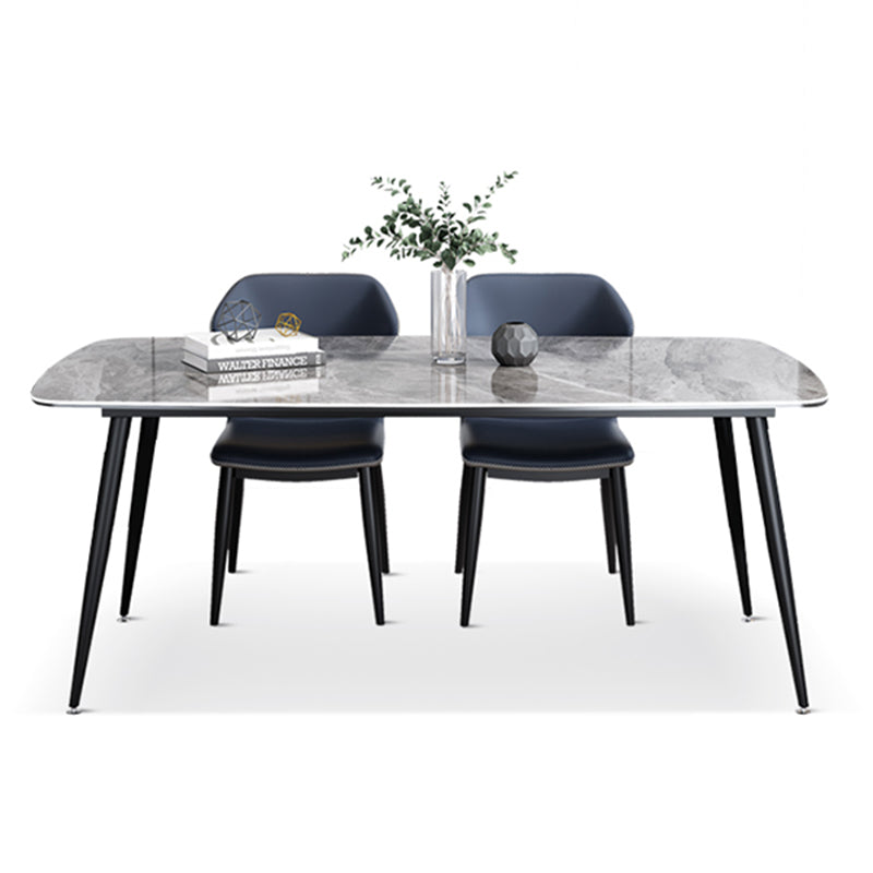 Rectangle Industrial Dining Table Grey Fixed Table with Sintered Stone