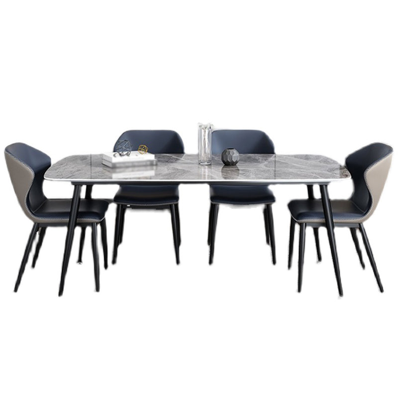 Rectangle Industrial Dining Table Grey Fixed Table with Sintered Stone