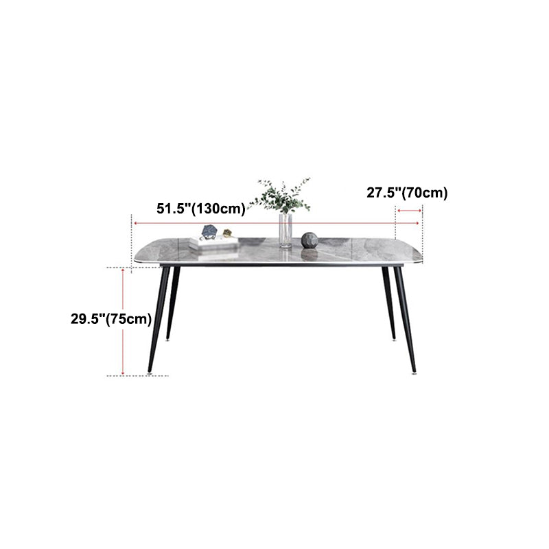 Rectangle Industrial Dining Table Grey Fixed Table with Sintered Stone