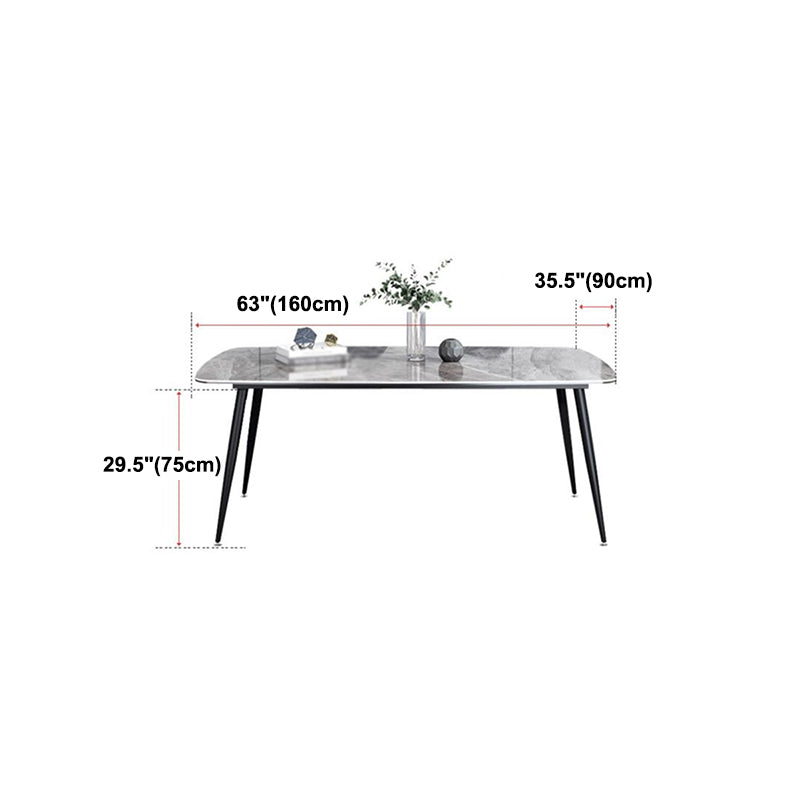 Rectangle Industrial Dining Table Grey Fixed Table with Sintered Stone